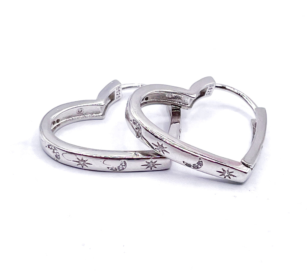 Aros Corazón con estrellas y lunas