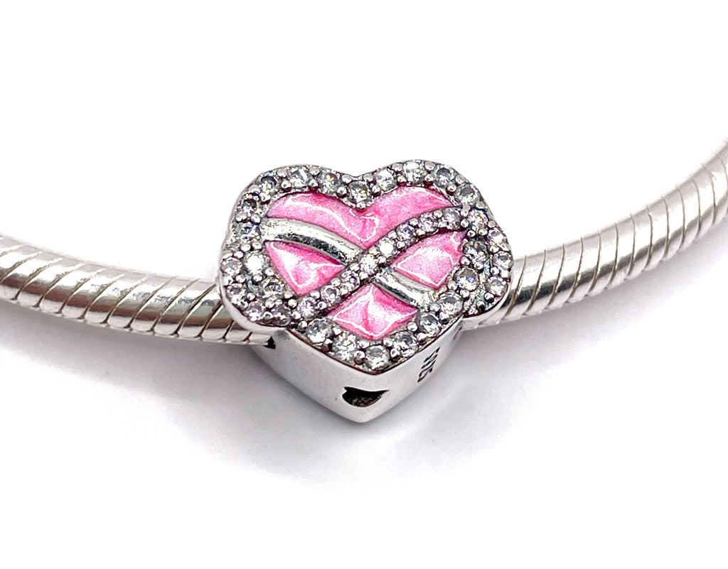 Charm Corazón rosado Love con infinito en circonias