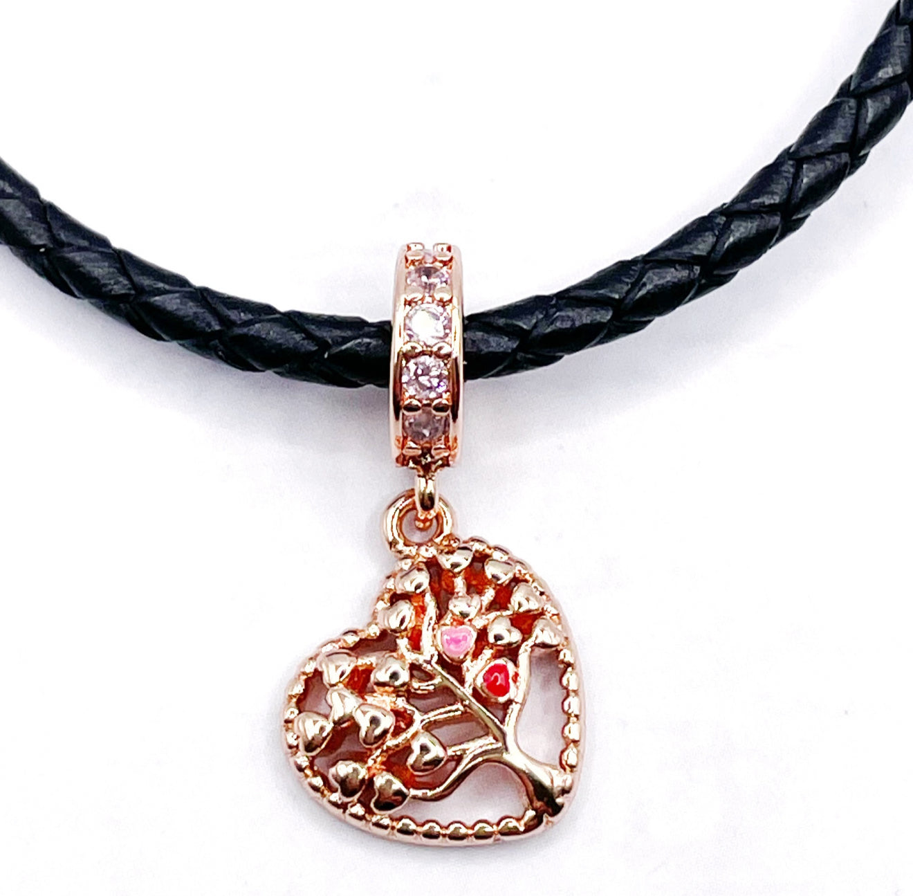 Charm Corazón árbol de la vida colgante rose gold
