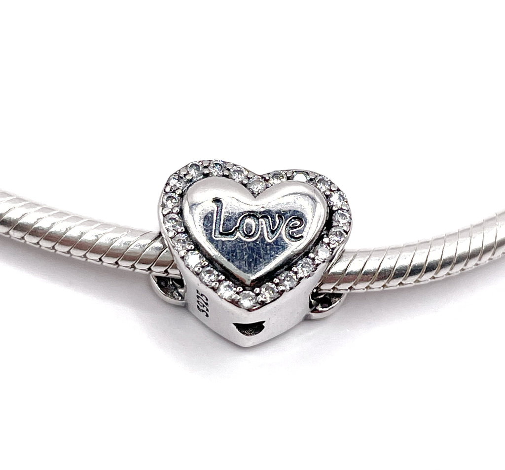 Charm Corazón rosado Love con infinito en circonias