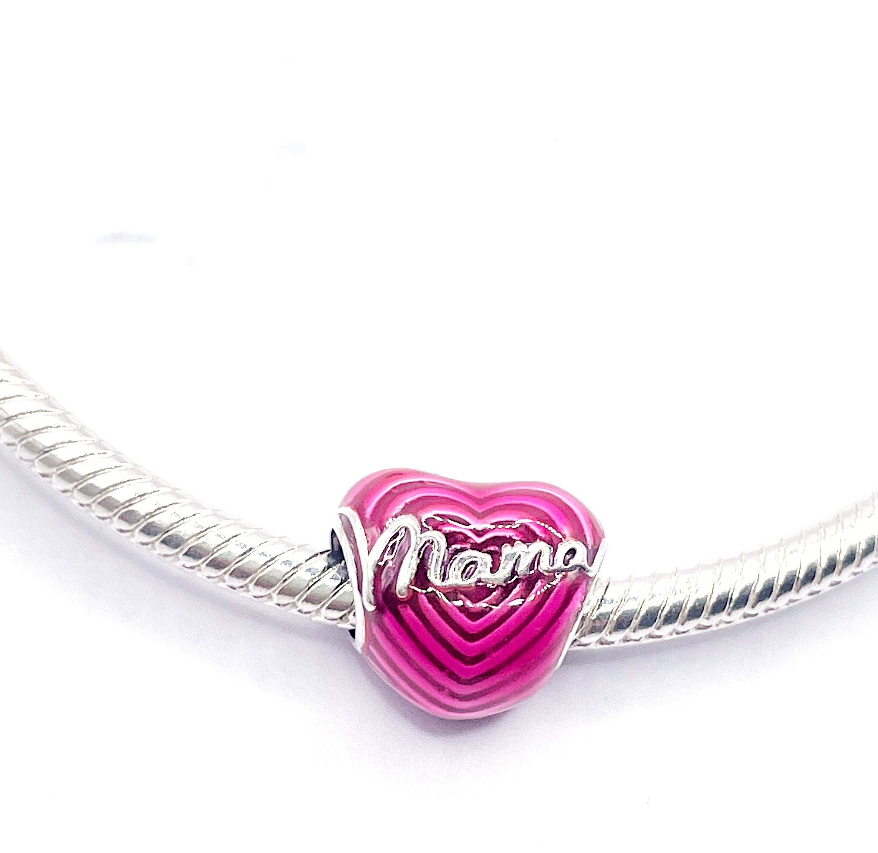 Corazón esmaltado fucsia Mamá