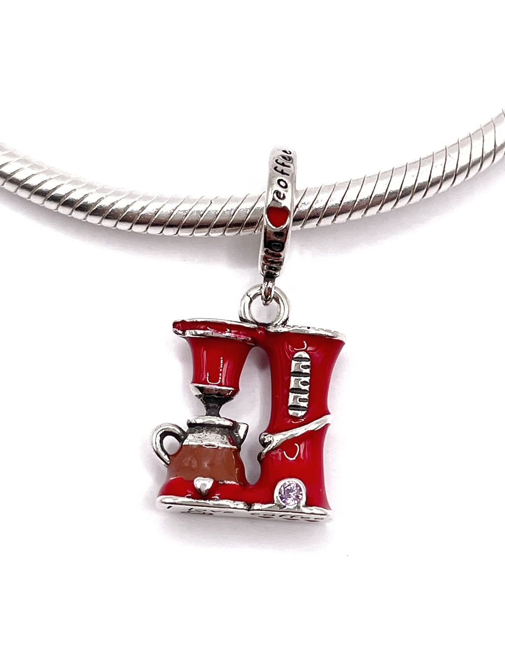 Charm Cafetera roja “Amo el café”