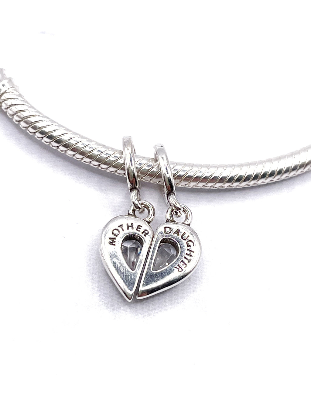 Charm Divisible corazón circonias blanca Madre e Hija