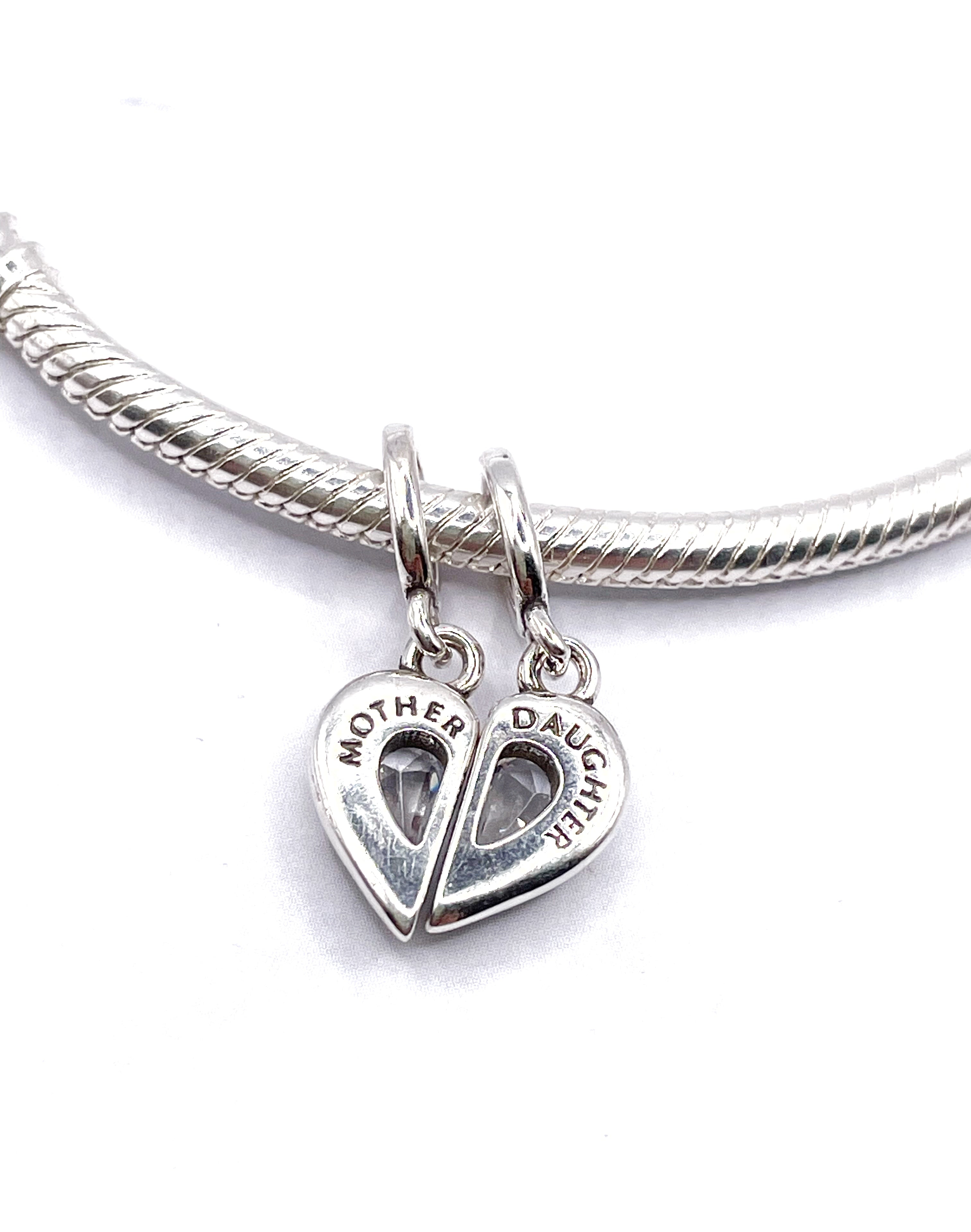 Charm Divisible corazón circonias blanca Madre e Hija