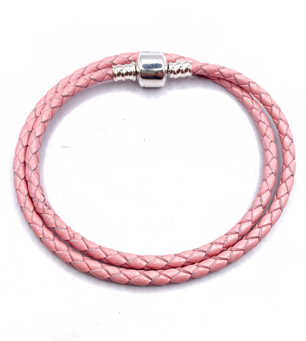 Pulsera de cuero doble con broche de plata