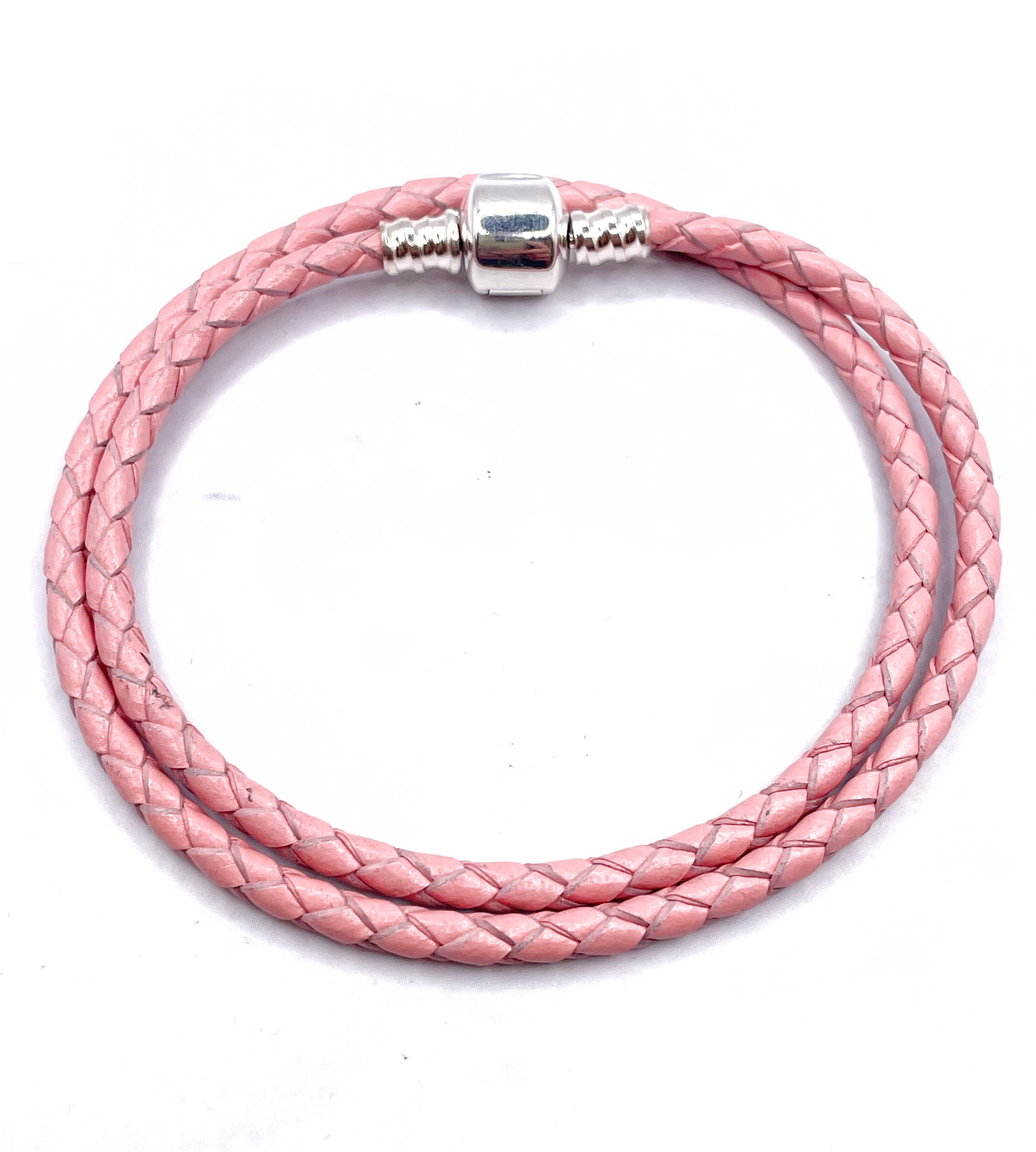 Pulsera de cuero doble con broche de plata