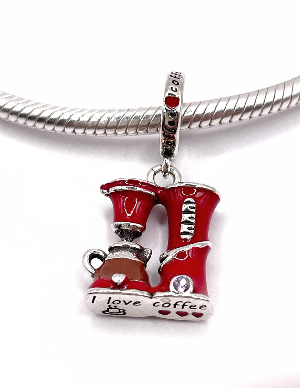 Charm Cafetera roja “Amo el café”