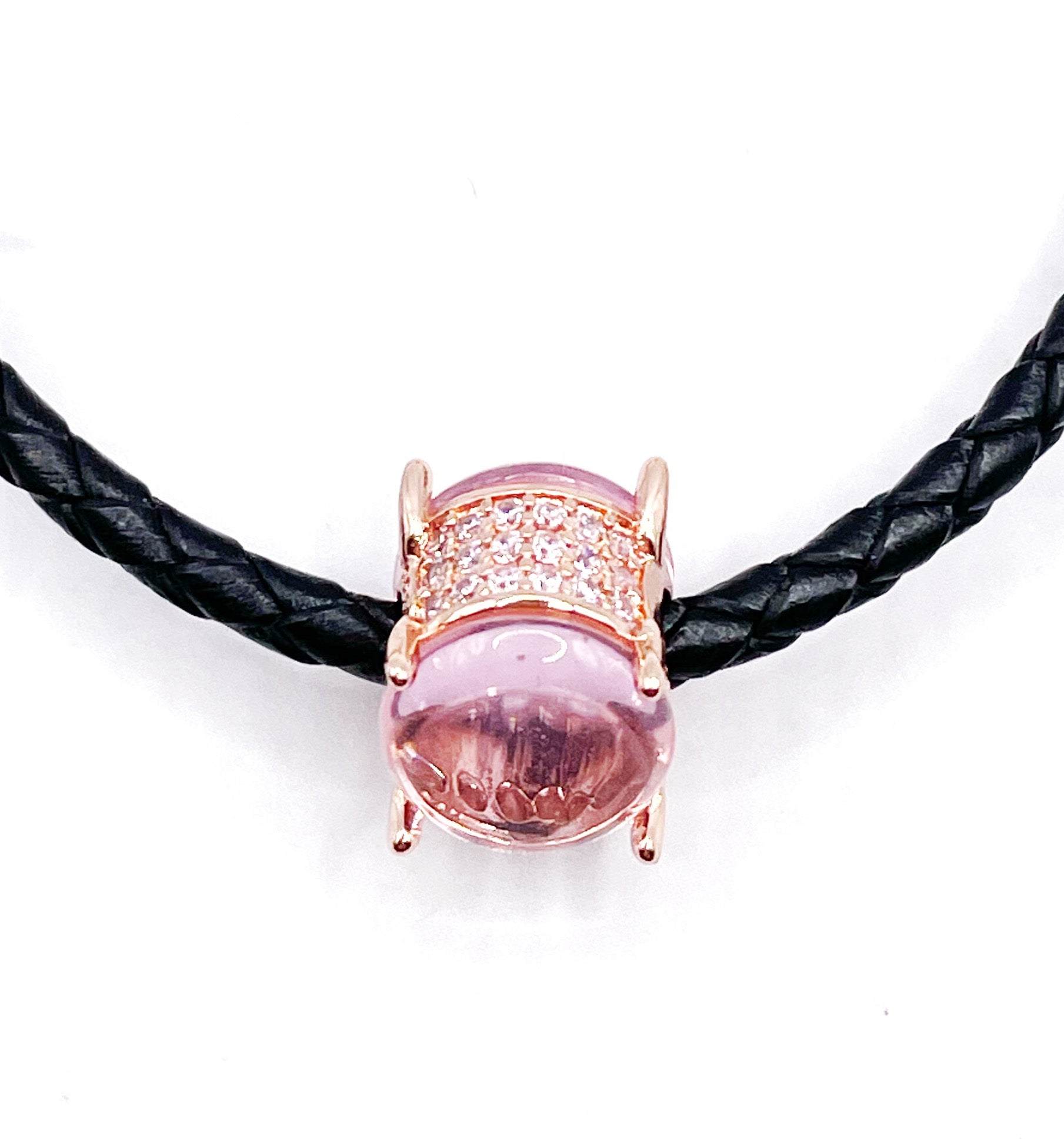 Charm Cabujón ovalado rosa rose gold