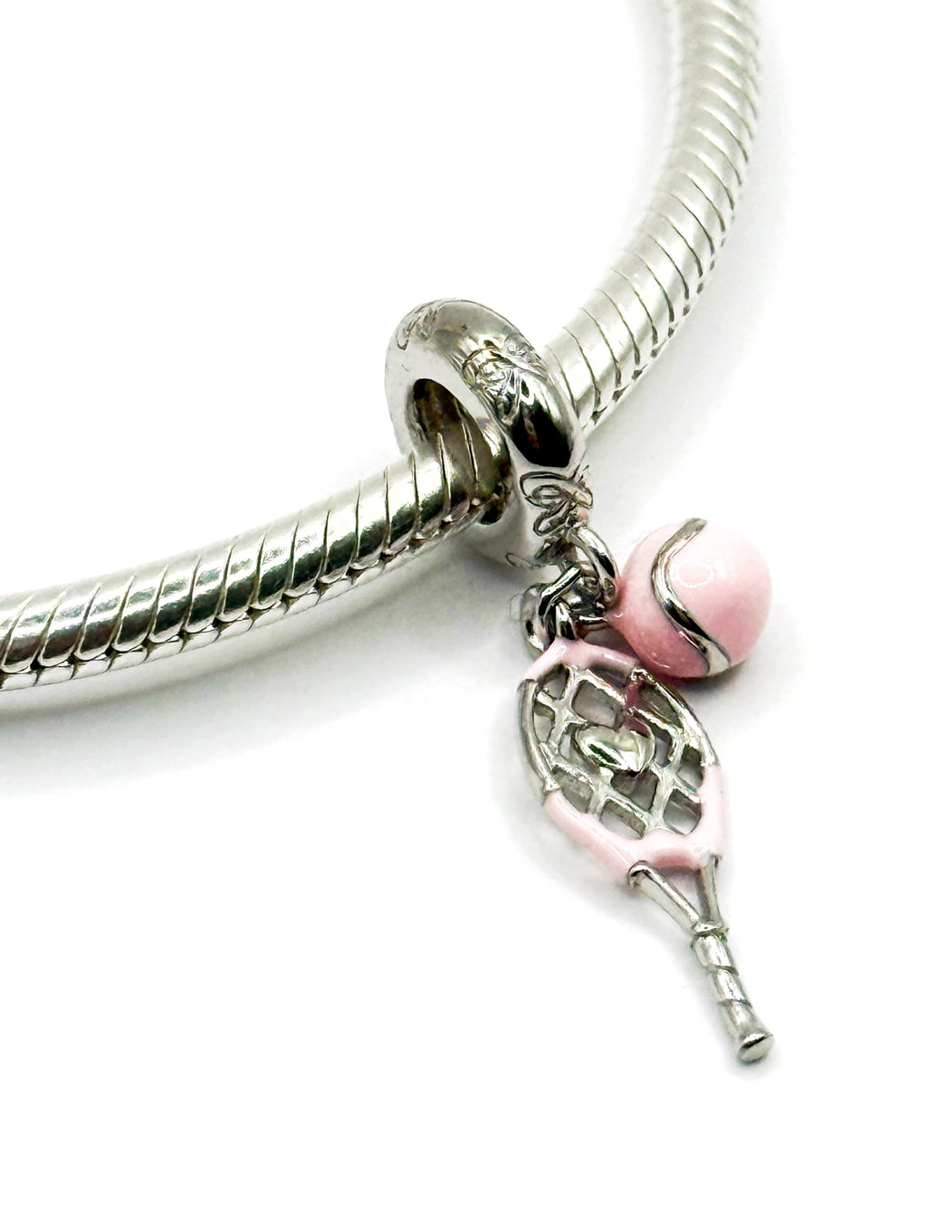 Charm Raqueta de tenis y pelota rosada