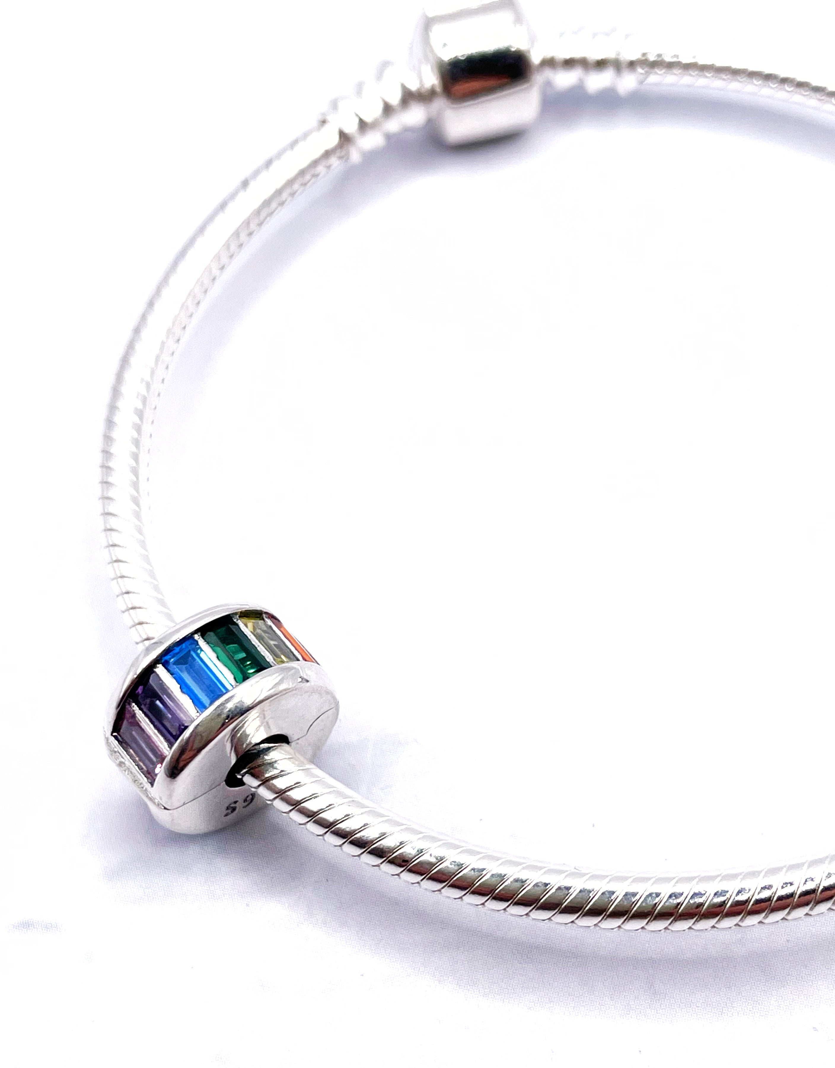 Charms Par de Fijadores clip de circonias multicolores rectangulares