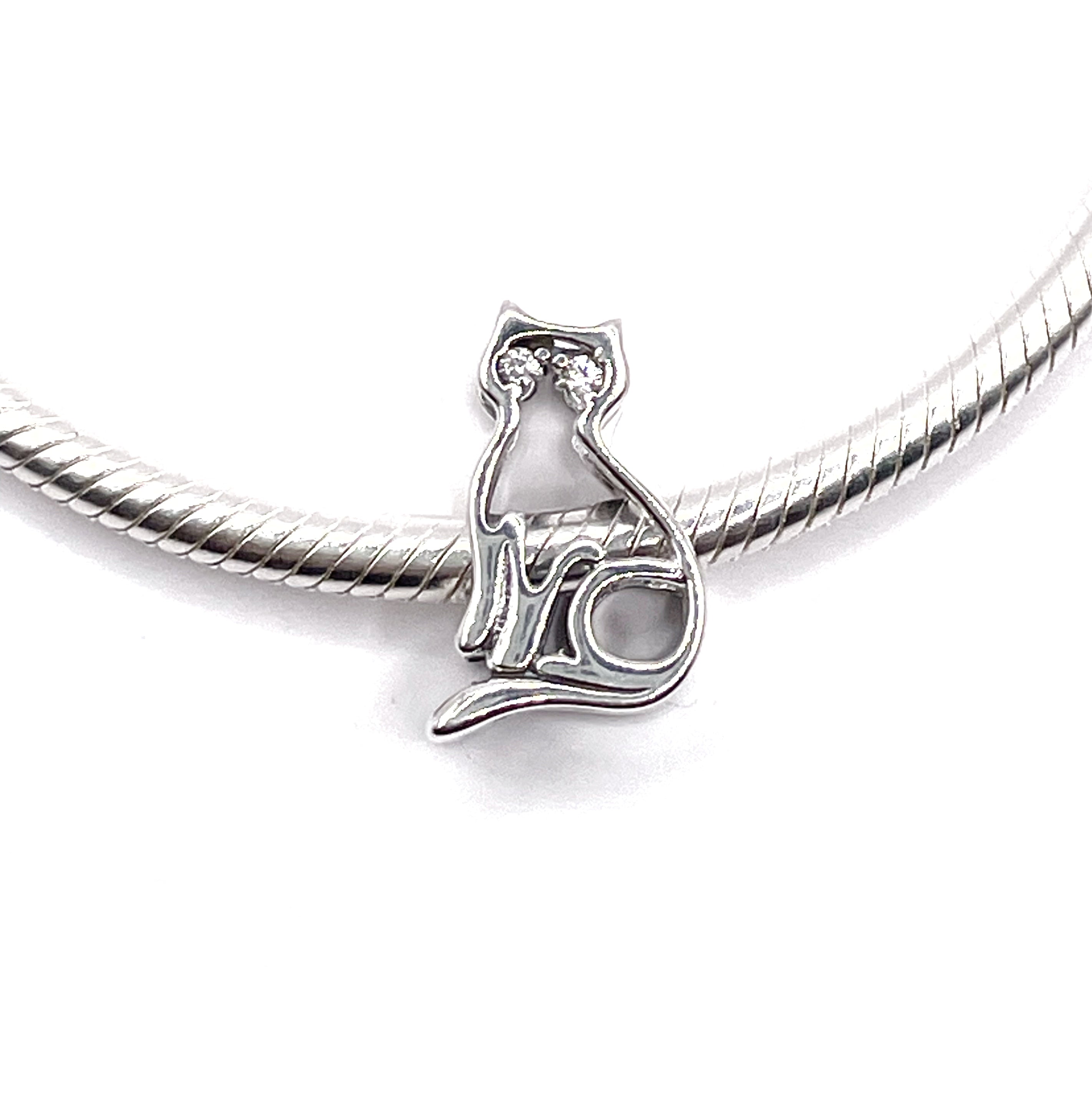 Charm Gato de filigrana con circonias blancas