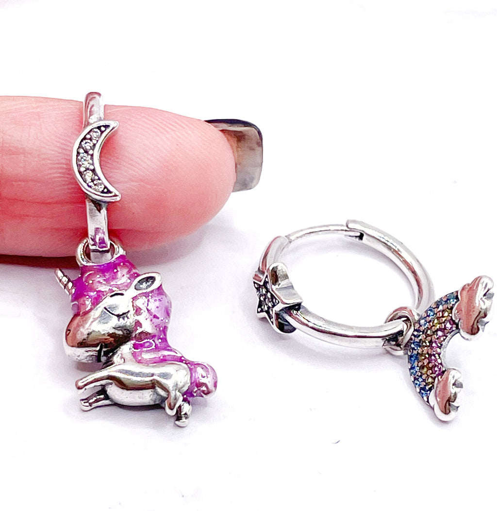 Aritos sol y luna / arcoíris y unicornio