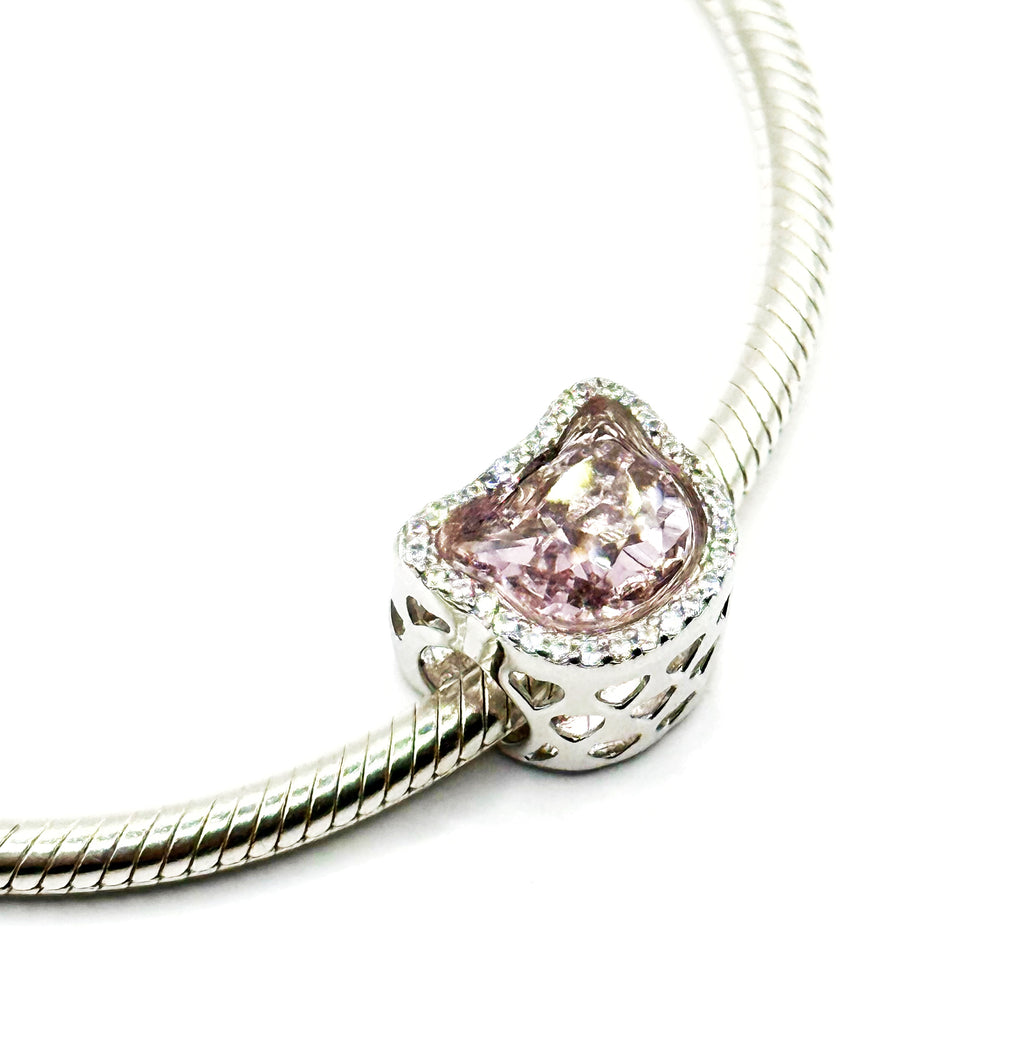 Charm Gatito rosa de circonias