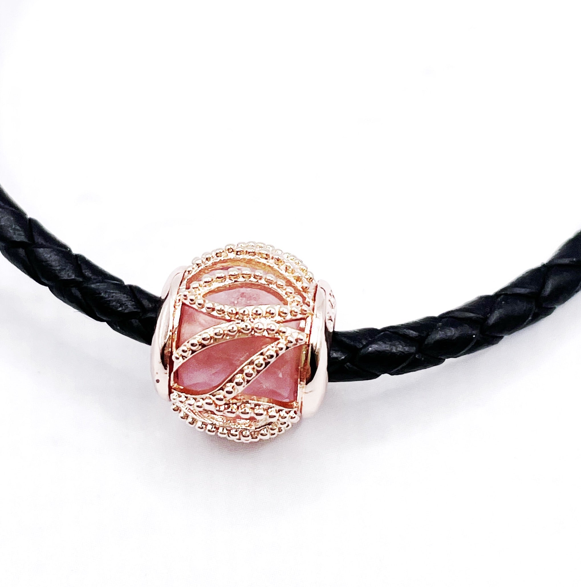 Charm Bolita rosa con ondas rose gold