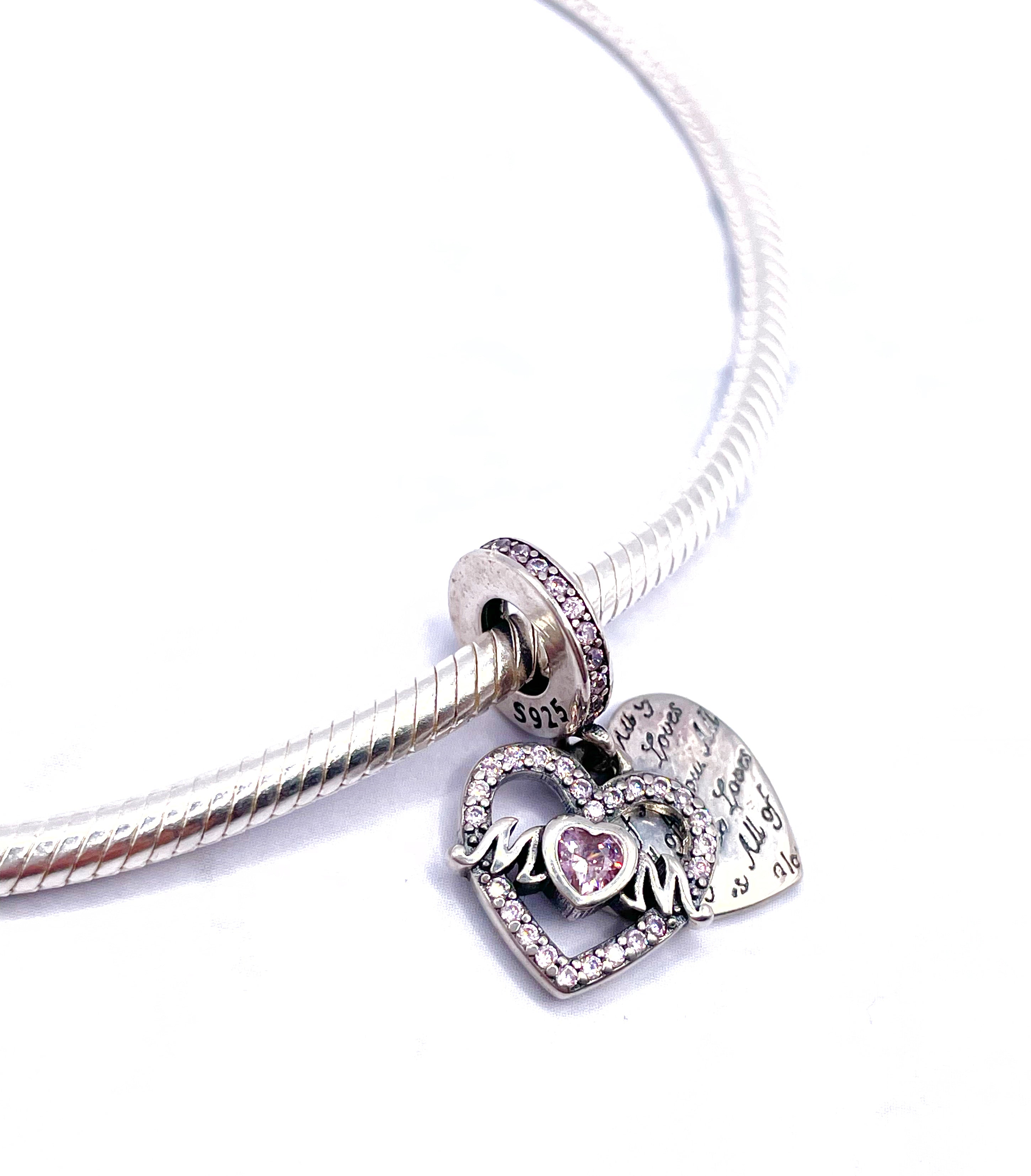 Charm Corazón Mamá con circonias rosa en corazón