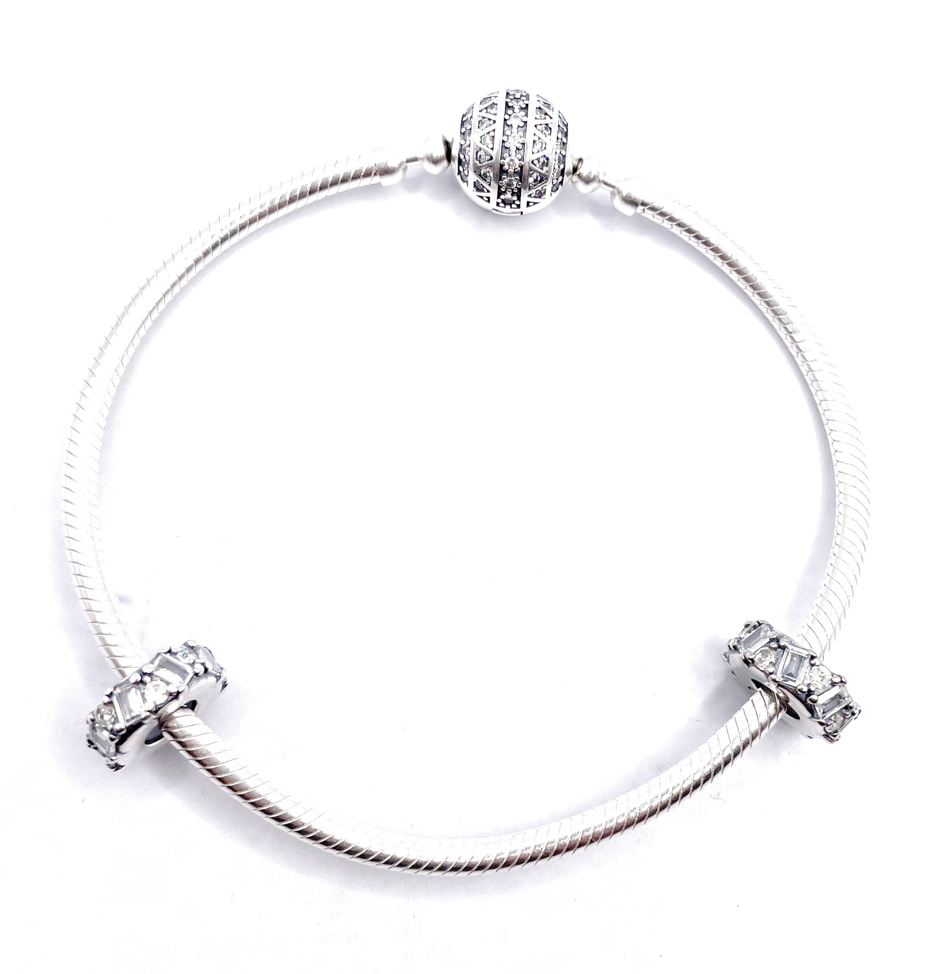 Charms Par de Fijadores circonias blancas rectangulares