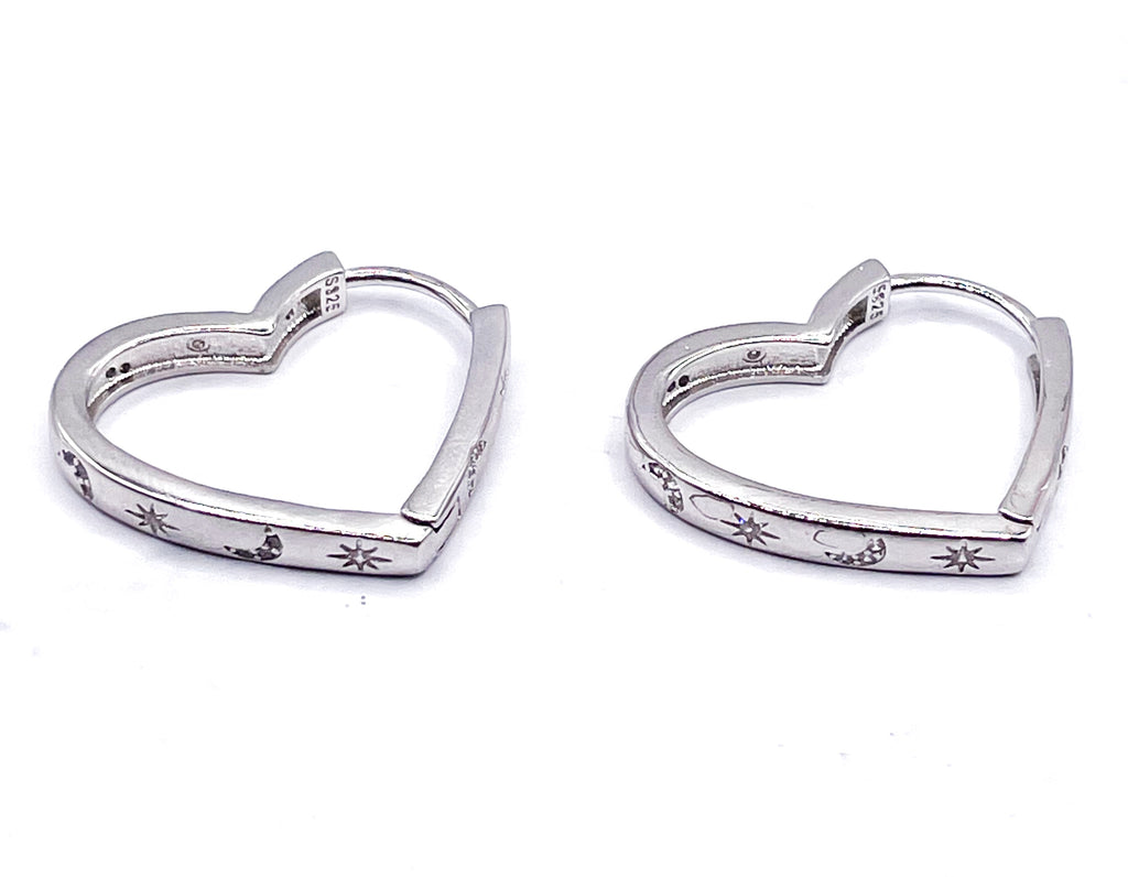 Aros Corazón con estrellas y lunas