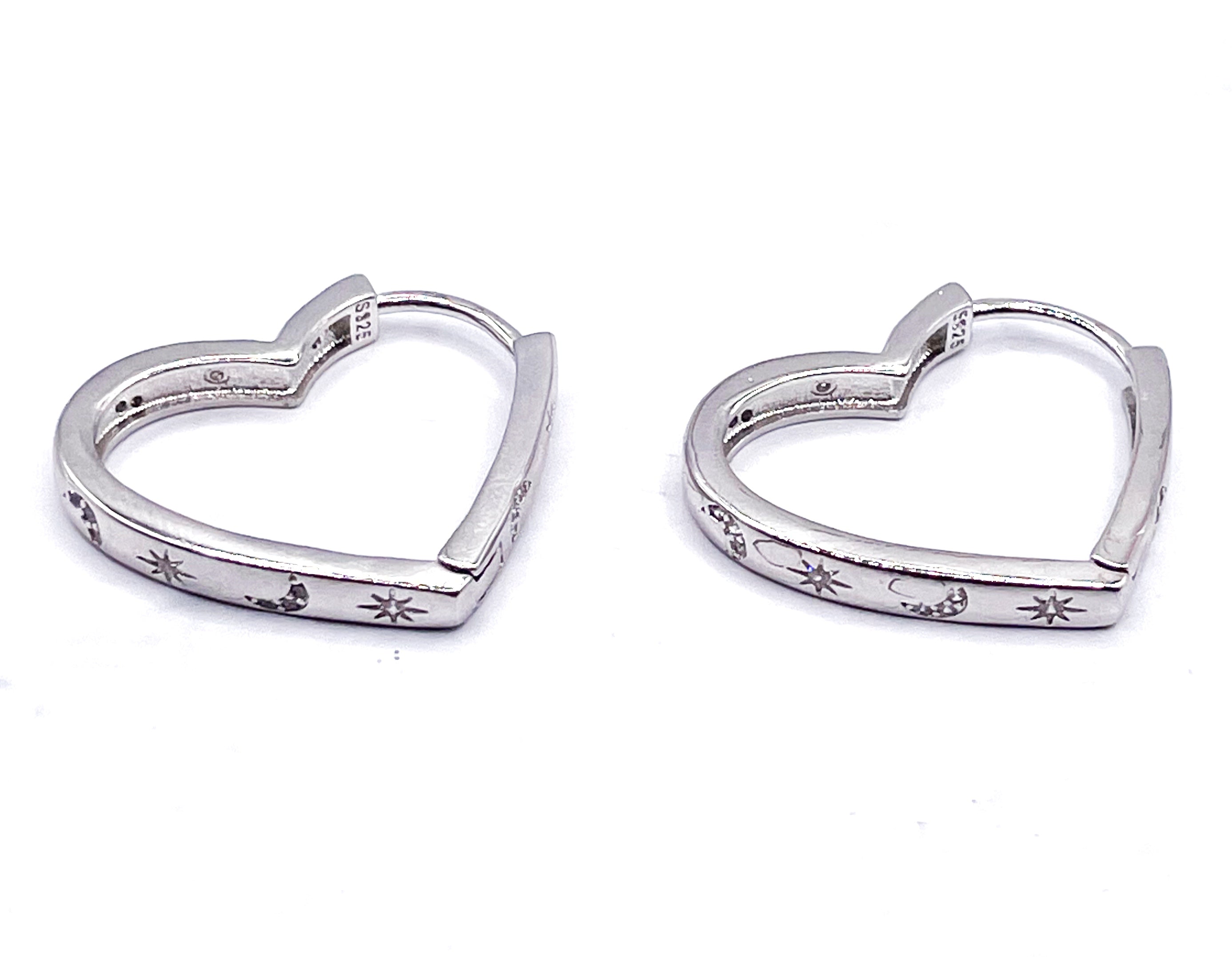 Aros Corazón con estrellas y lunas