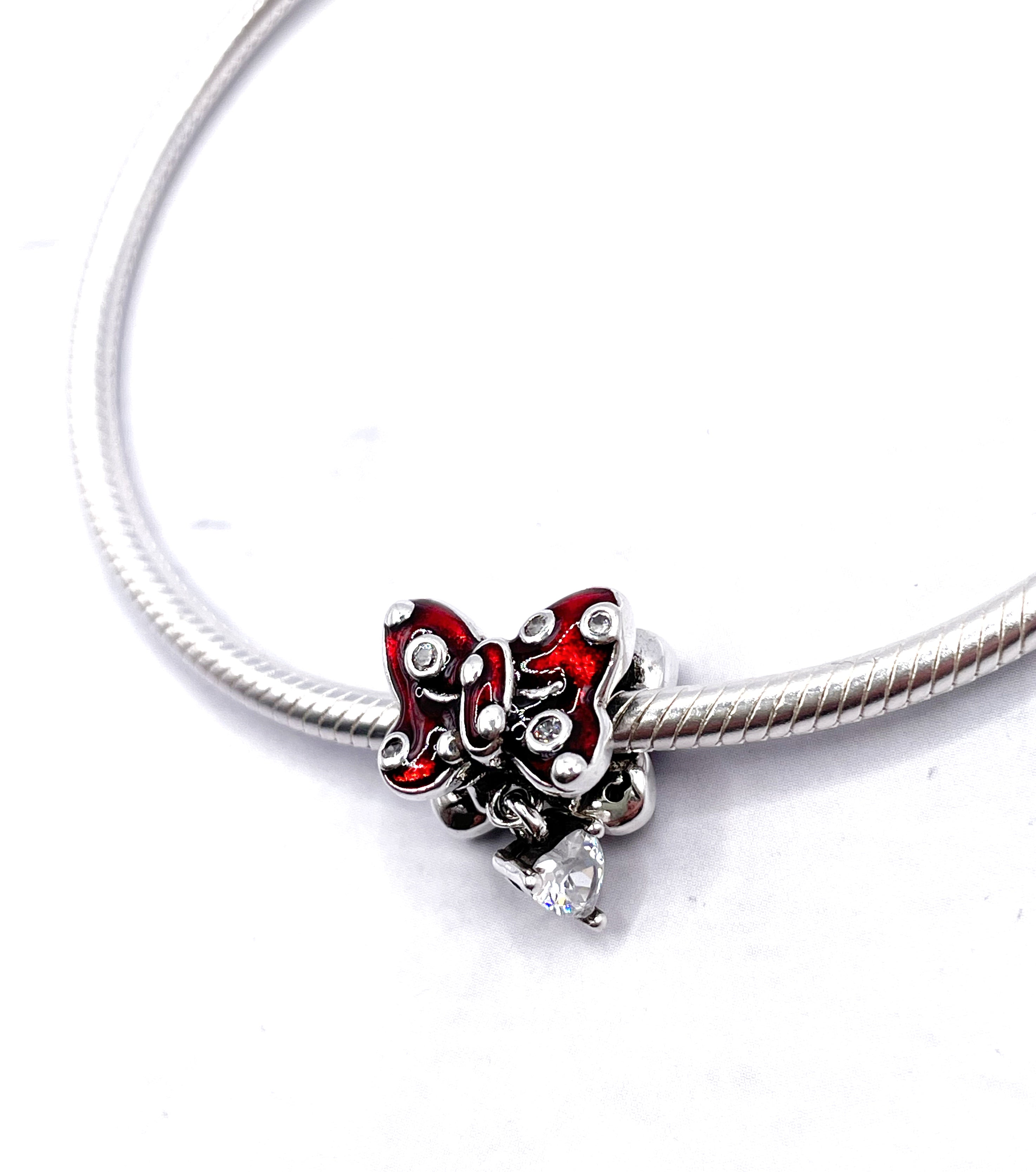 Charm Moño de Minnie con corazones colgante de circonia blanca