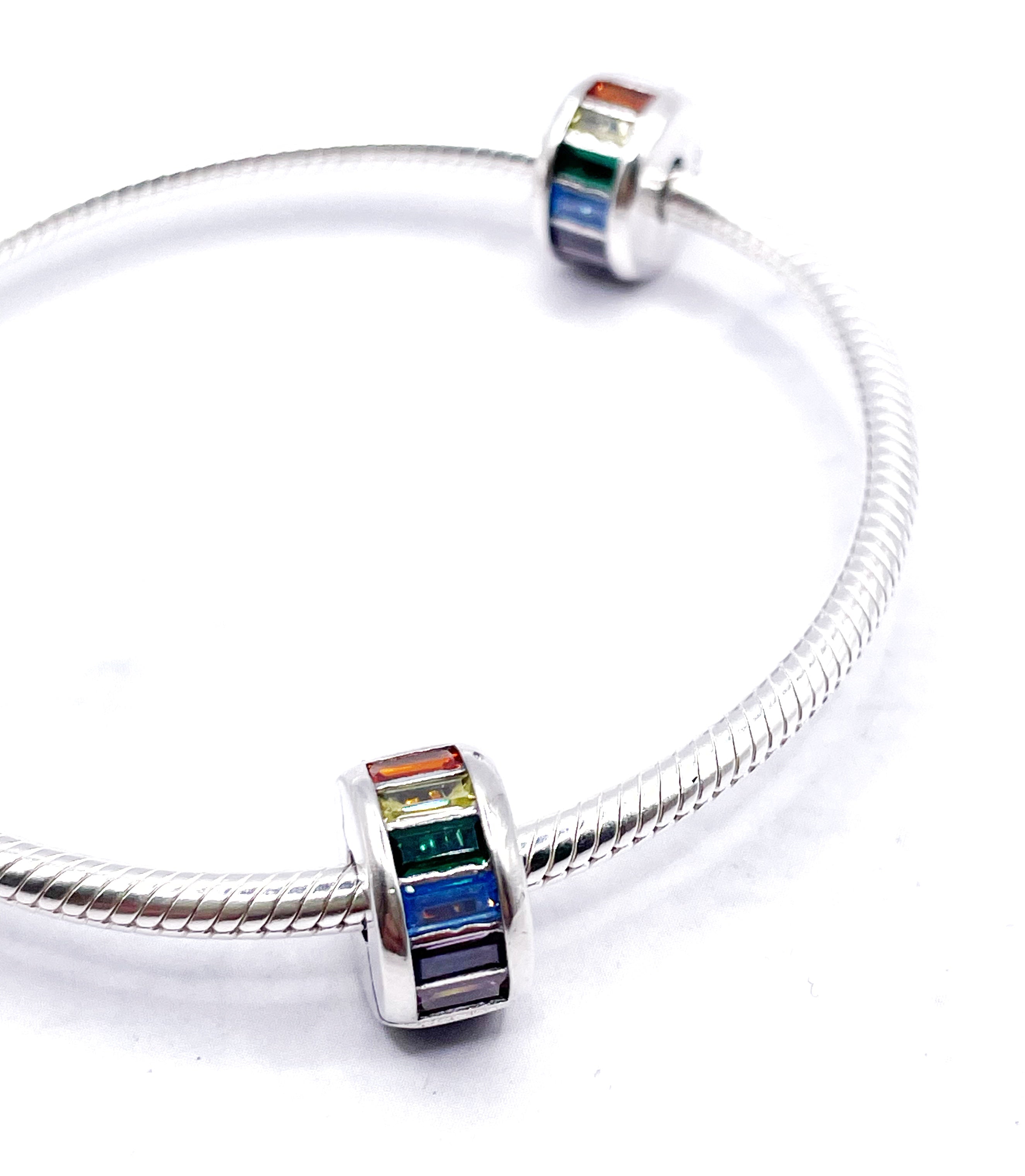 Charms Par de Fijadores clip de circonias multicolores rectangulares