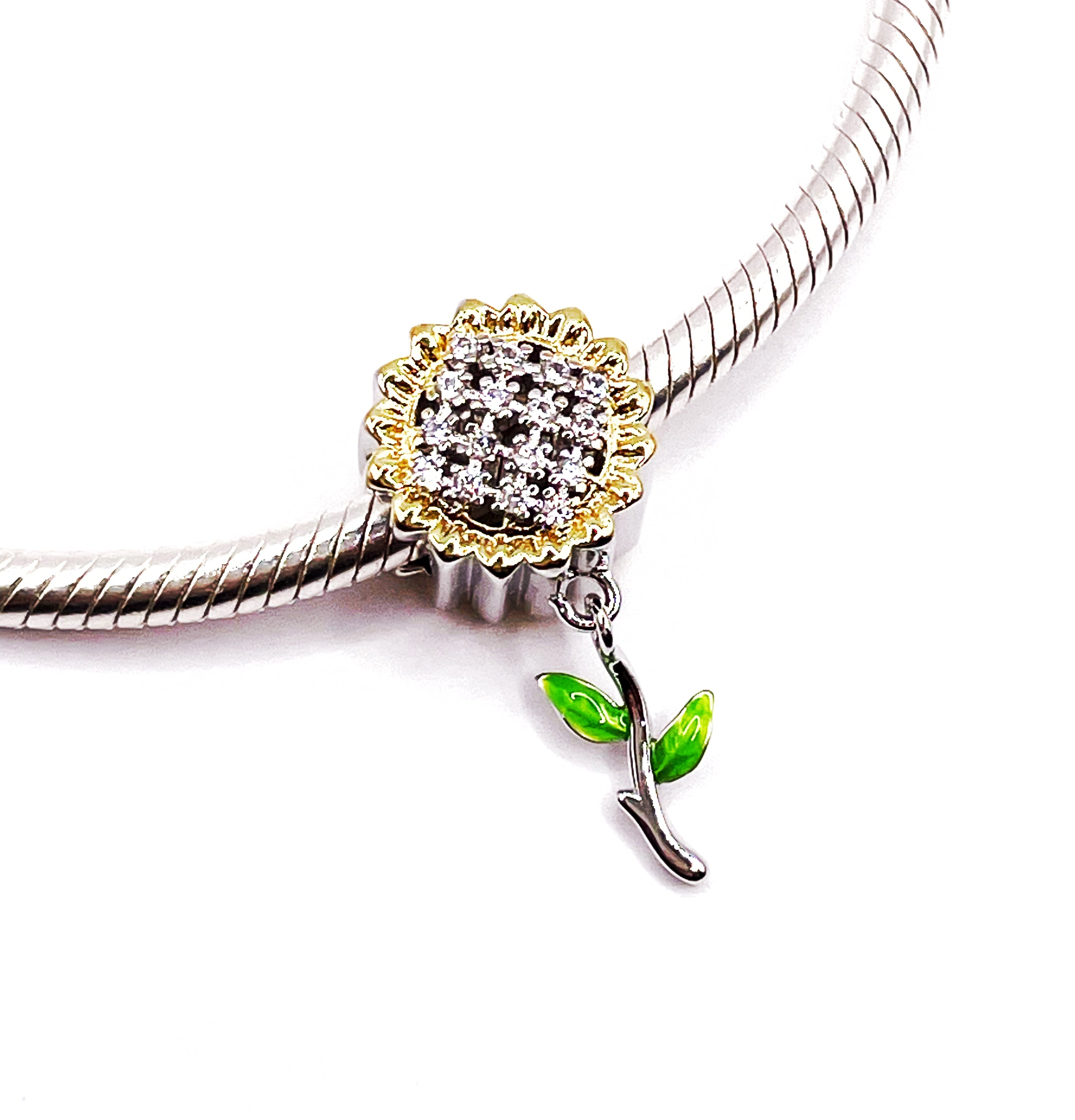 Charm Girasol  con circonias blancas