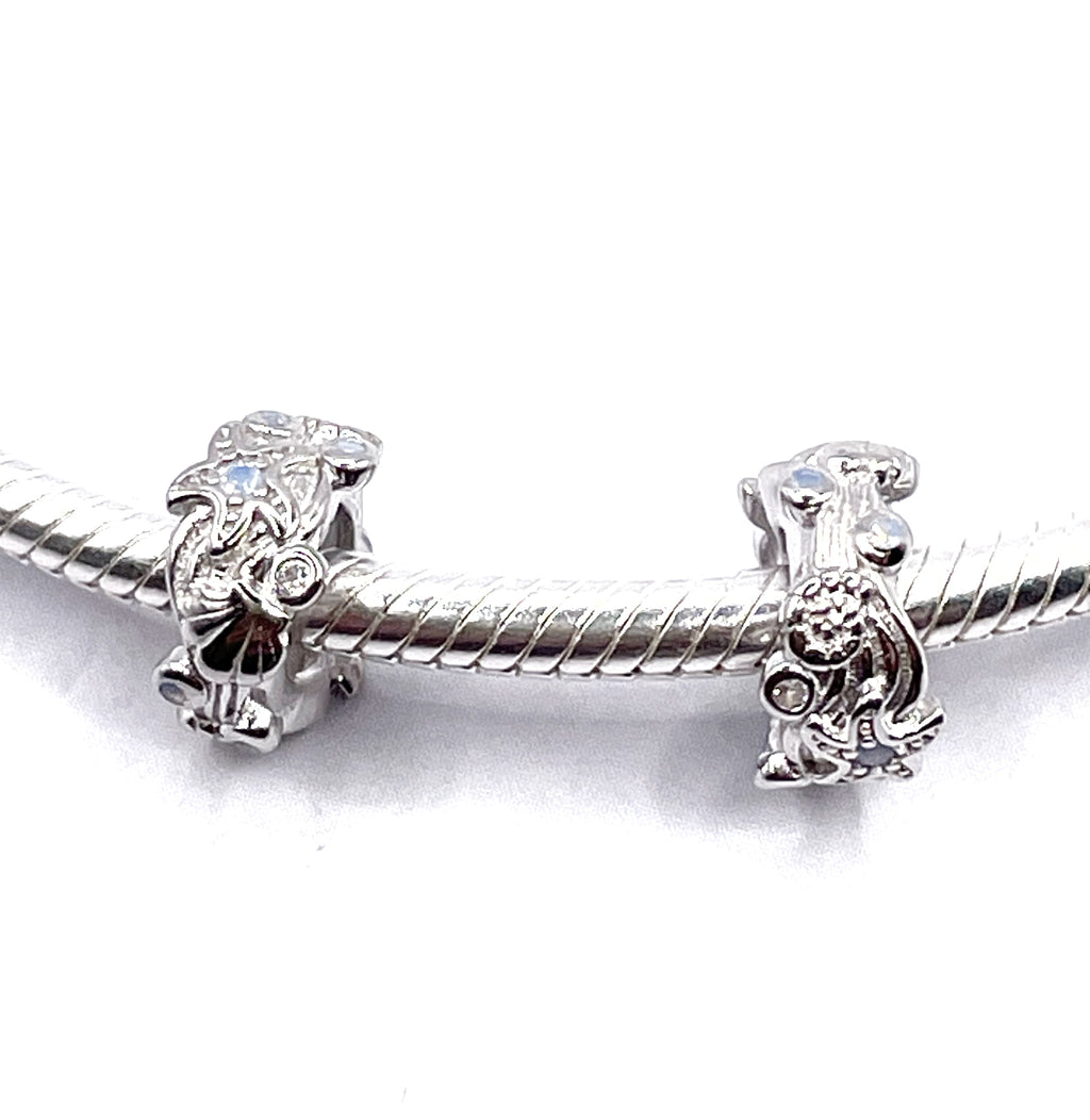 Charms Par de Fijadores marinos con circonias mate