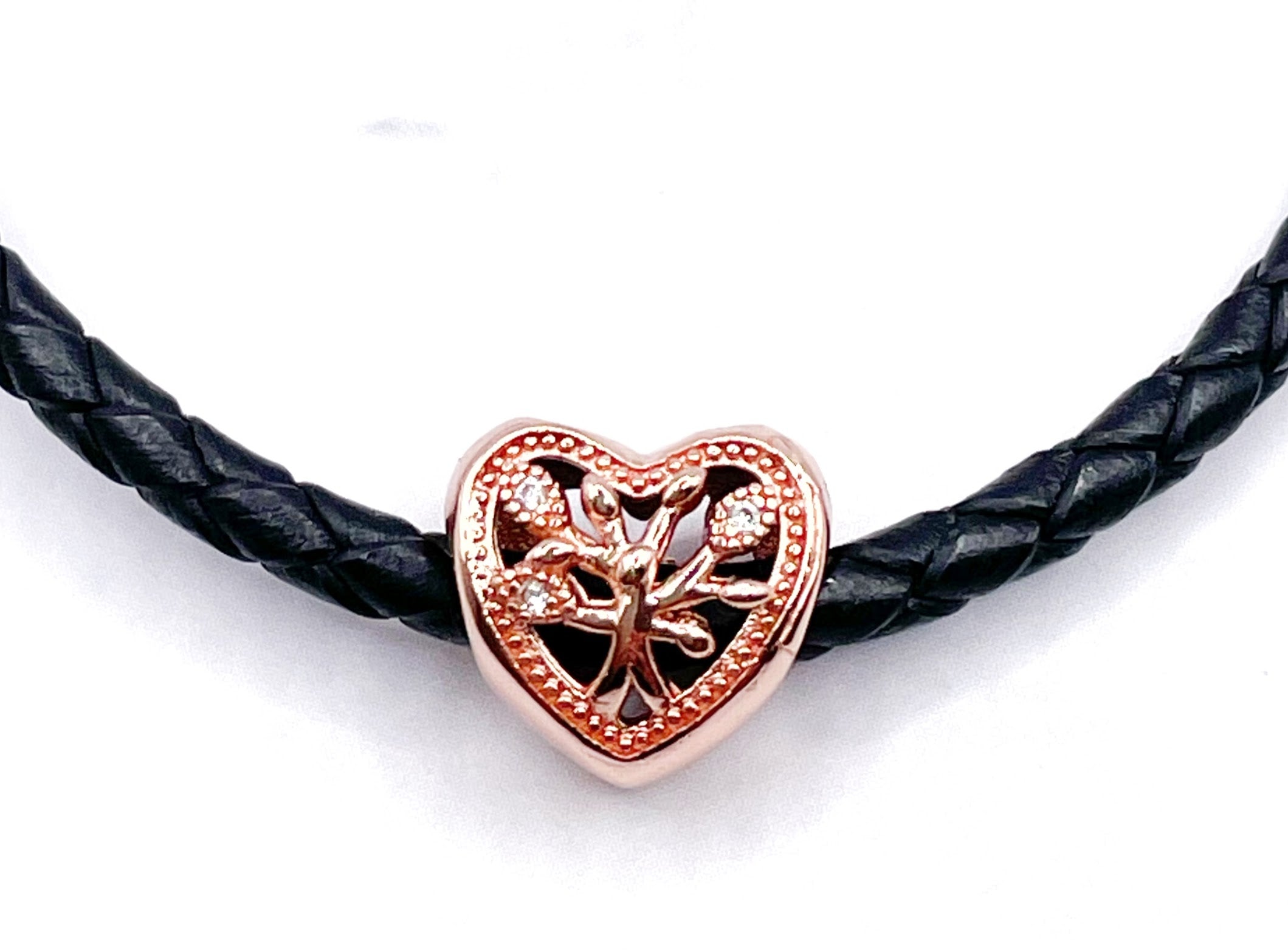 Charm Corazón árbol de la vida Familia rose gold