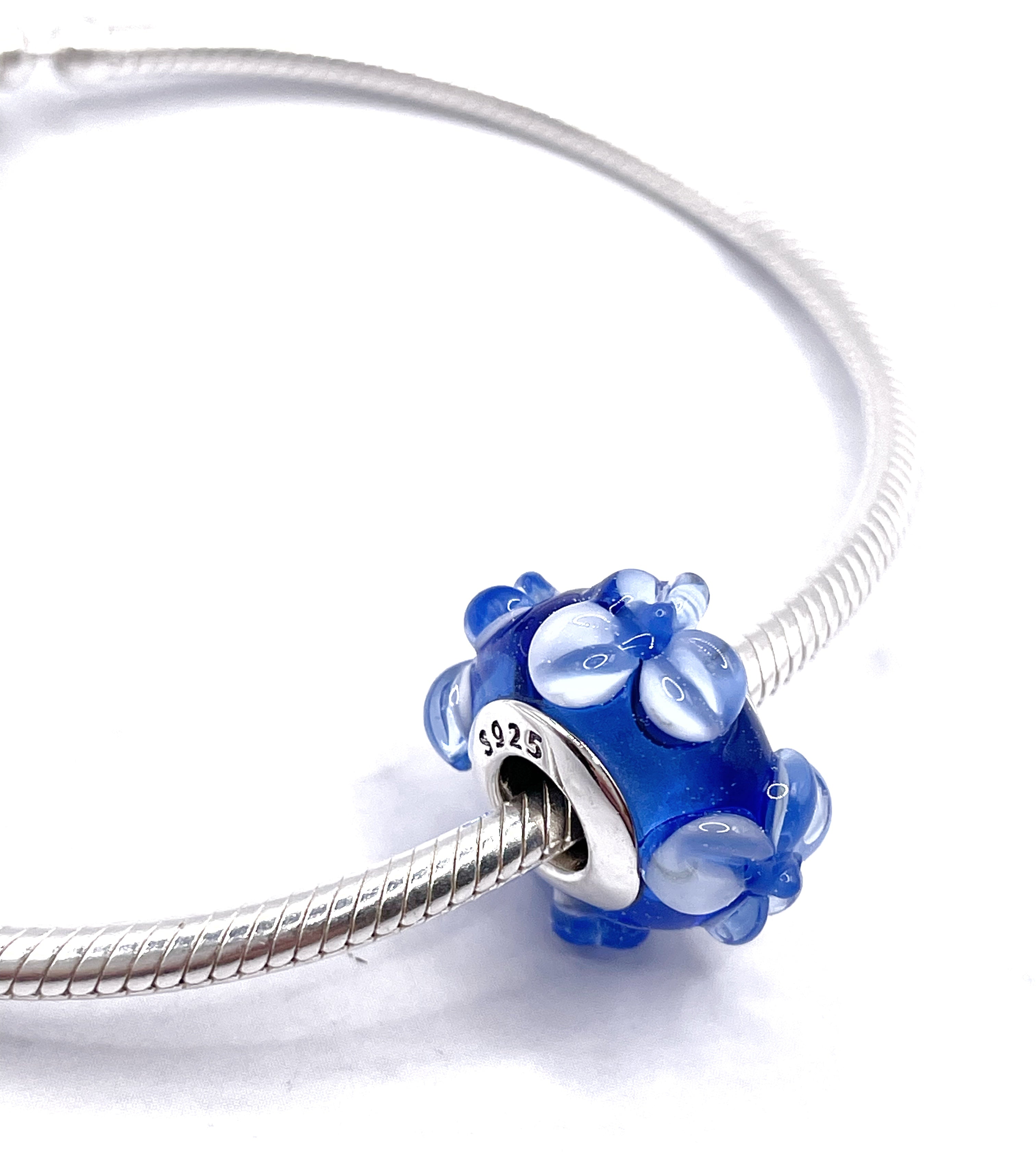 Charm Murano flores azul