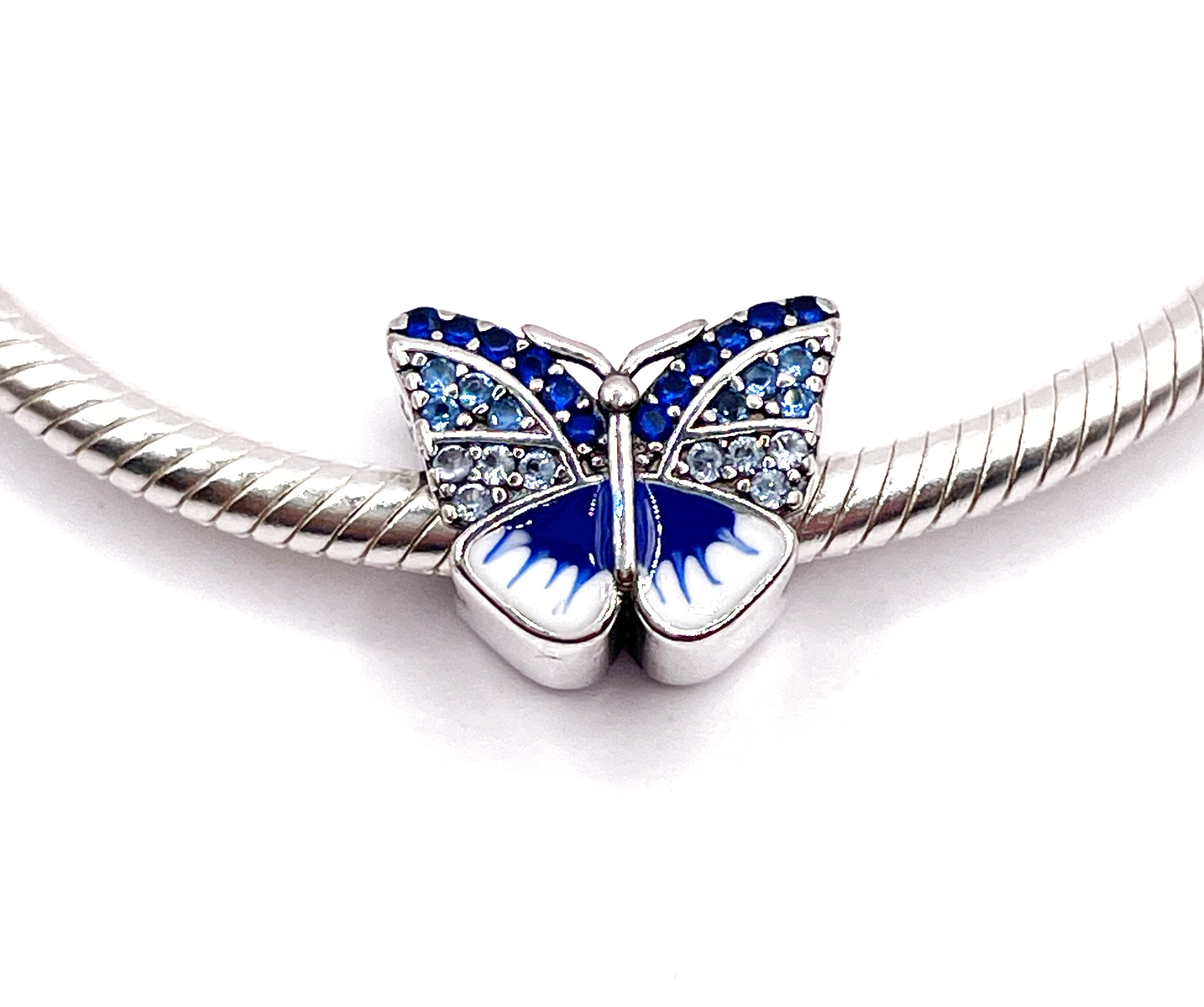 Charm Mariposa azul esmaltada y con circonias