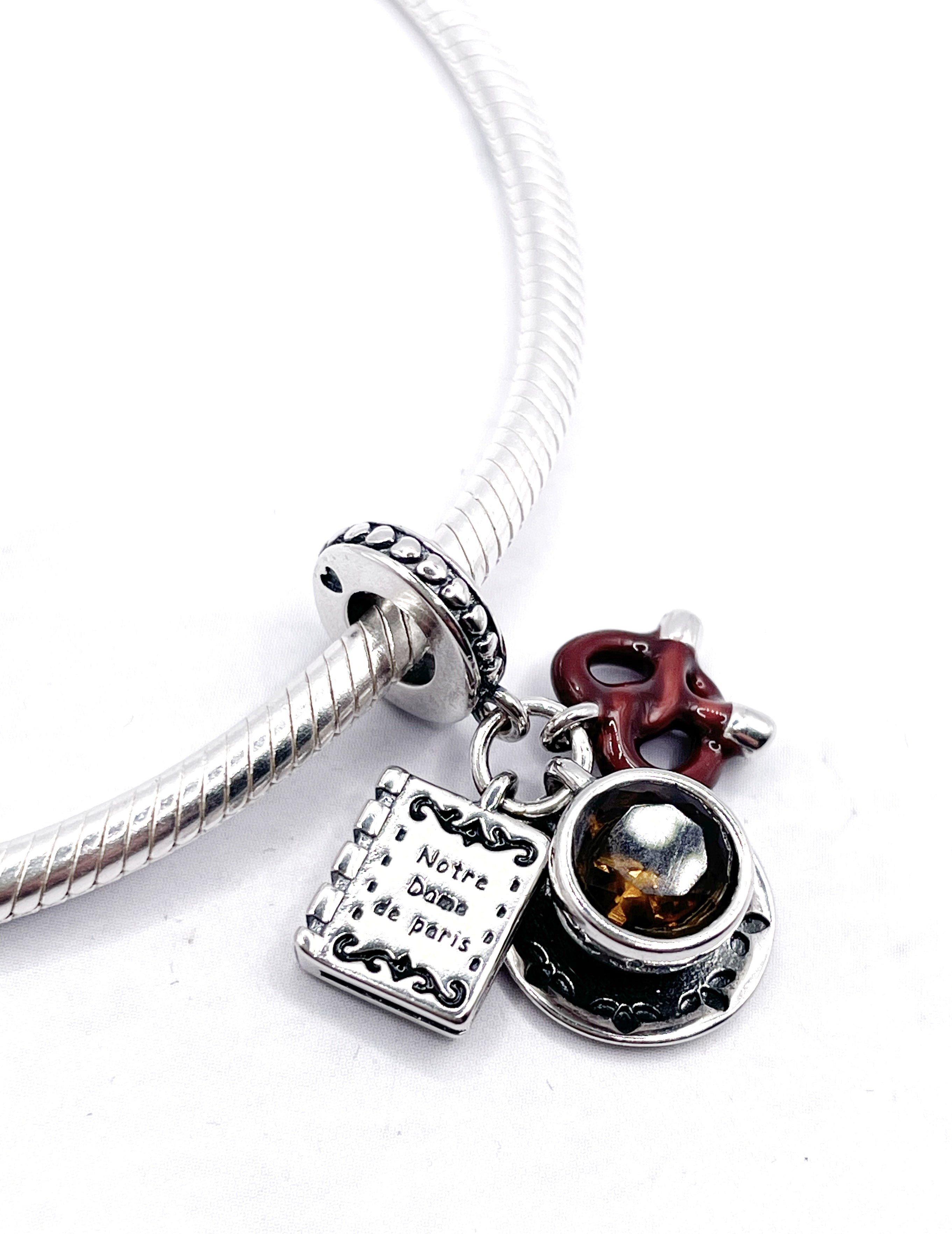 Charm Libro “Nuestra señora de París”, café y pretzel