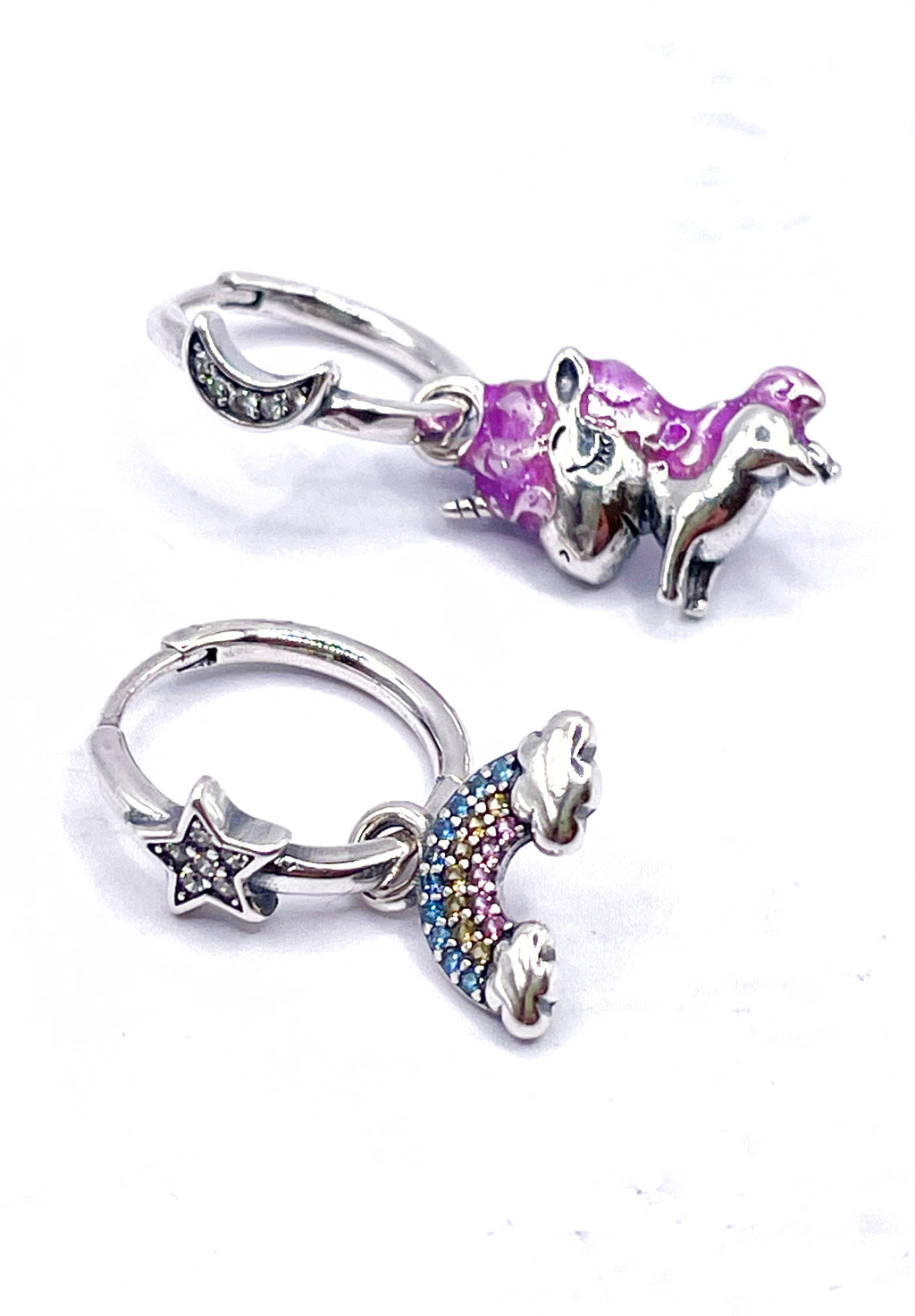 Aritos sol y luna / arcoíris y unicornio