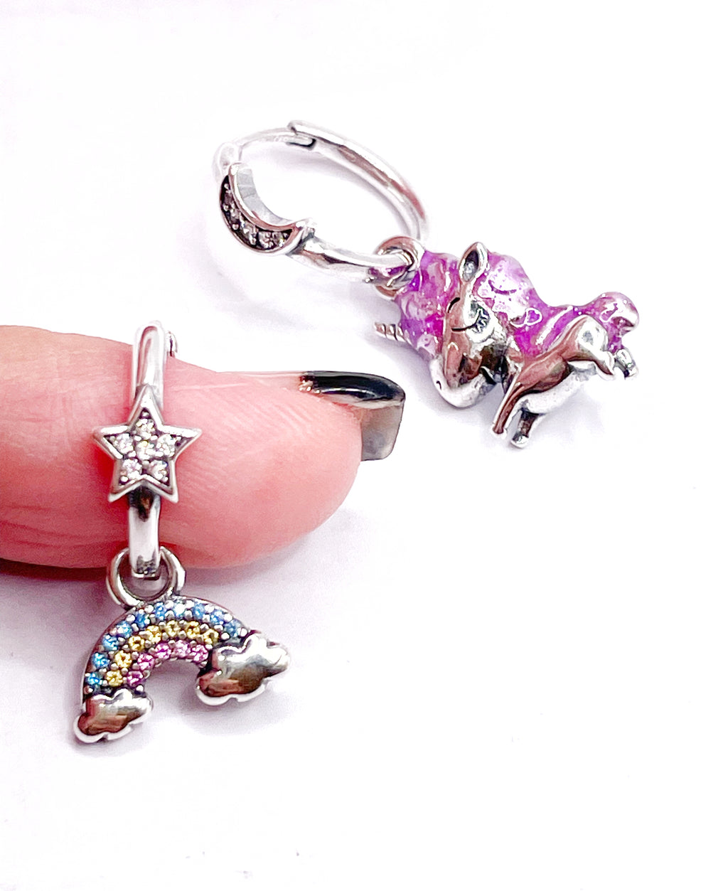 Aritos sol y luna / arcoíris y unicornio