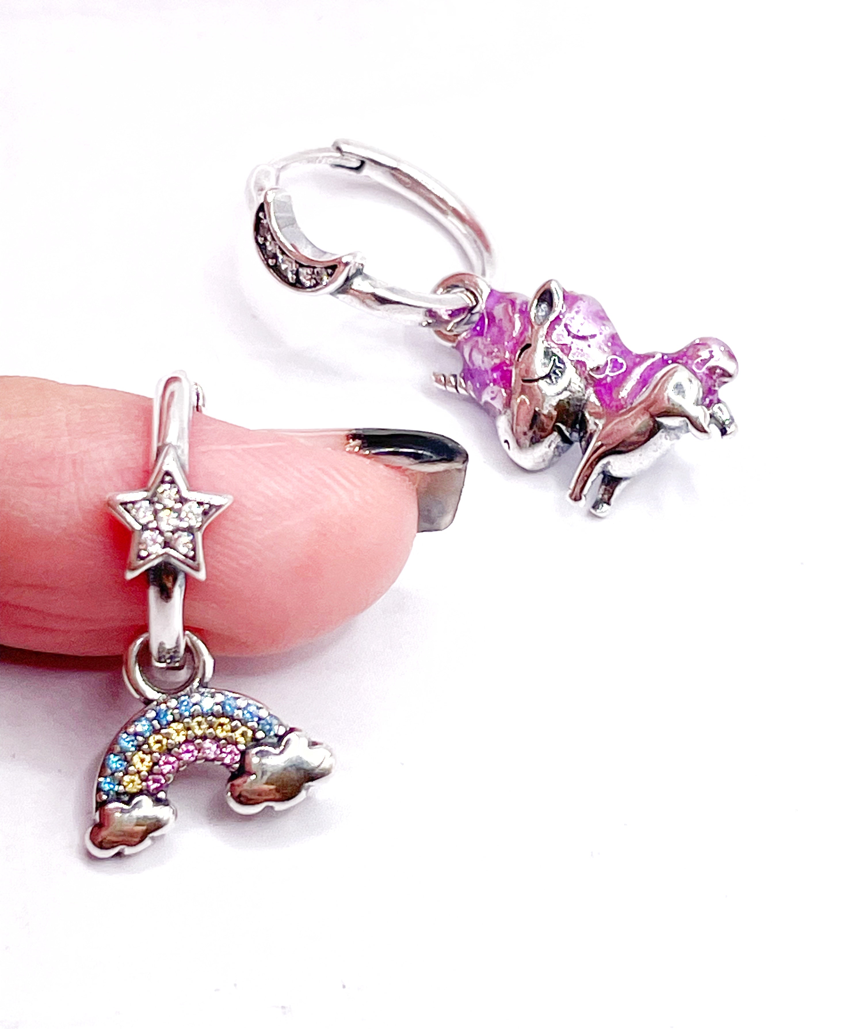 Aritos sol y luna / arcoíris y unicornio