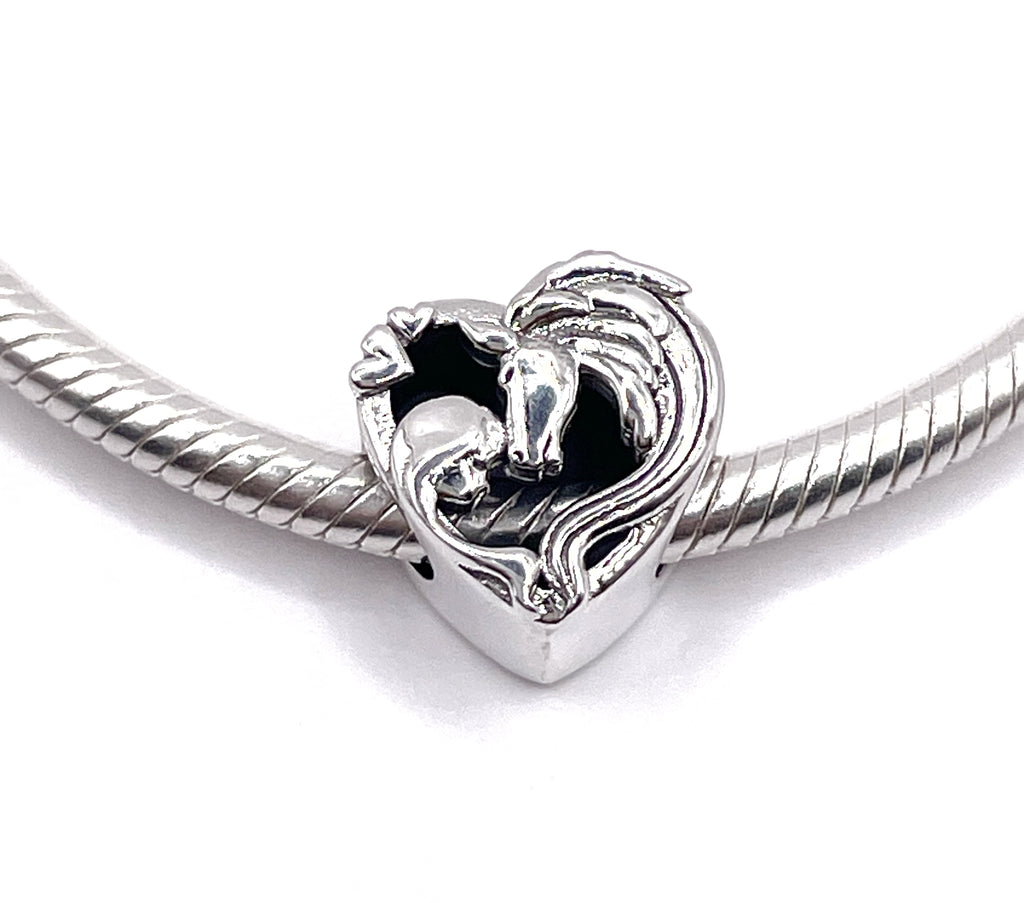 Charm Corazón chica y caballo “te amo para siempre”