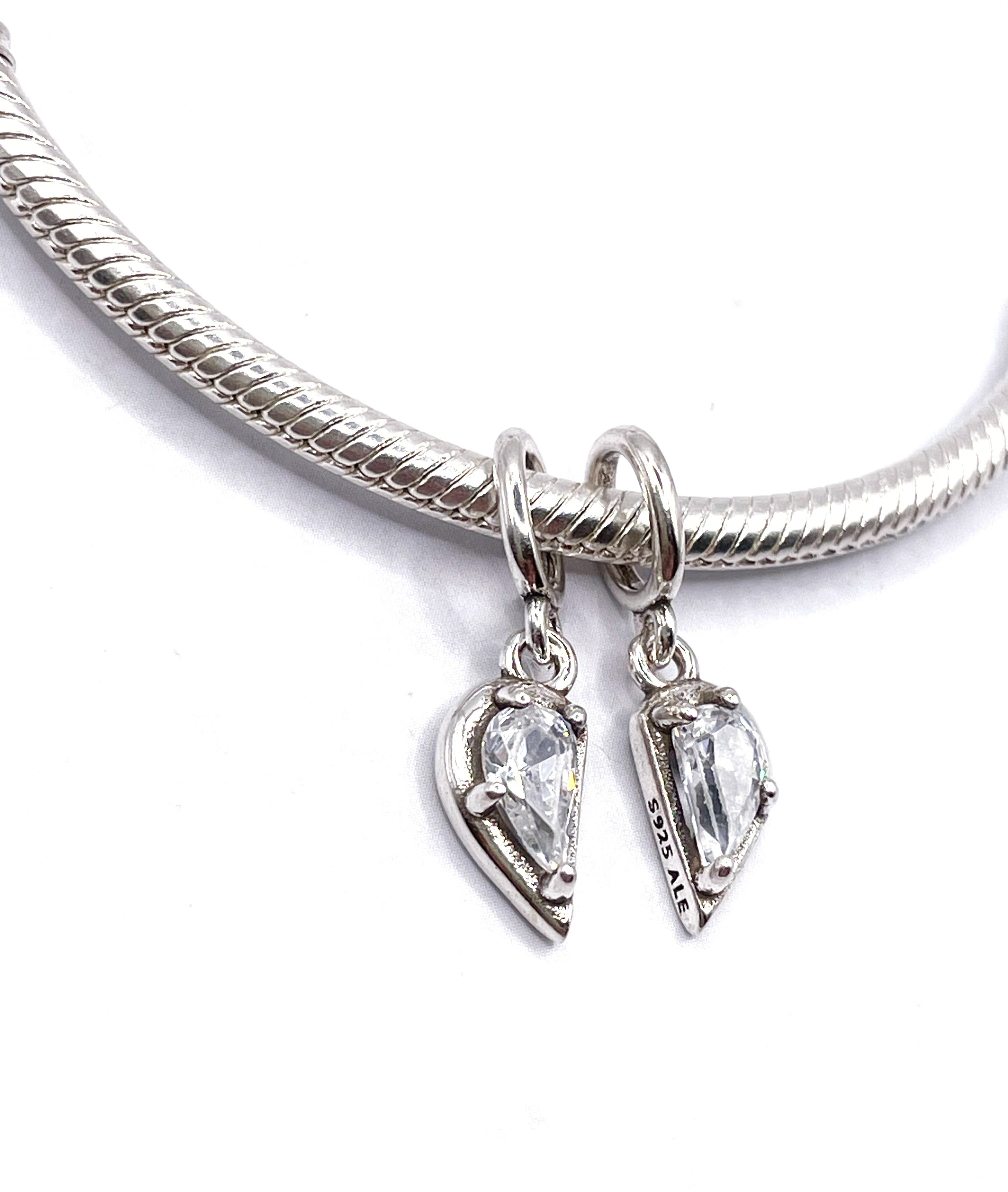 Charm Divisible corazón circonias blanca Madre e Hija